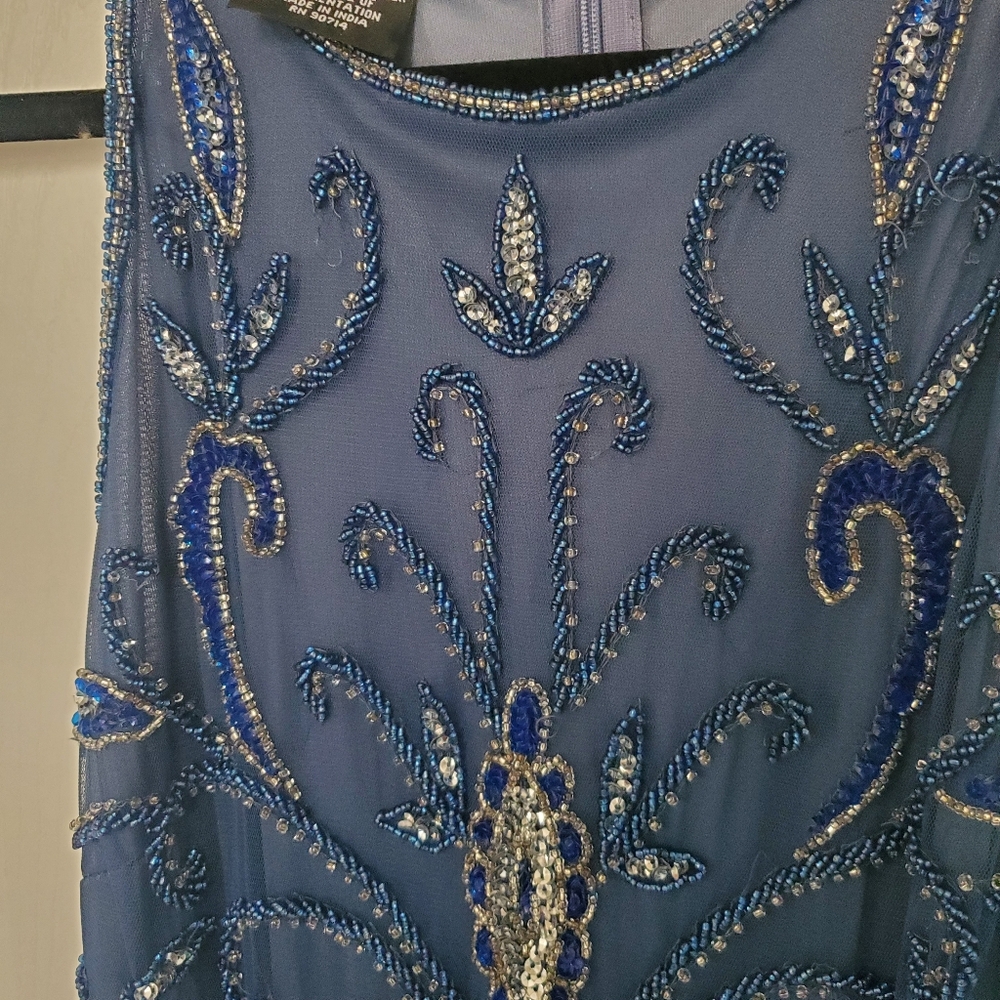 Pisarro Nights Blue Beaded Midi Dress - Picture 2 of 11